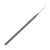 Rosenwasser Style DALK Type Corneal Trisector Spatula Angled 12mm Long With Blunt Crescent Flat Beveled Tip 0.9mm Overall Length 4 1/2"" 